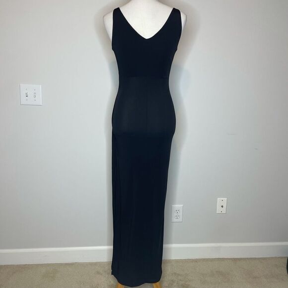 Shauna Stein- Long Black Dress w/Red Accent + Slit - Picture 2 of 4
